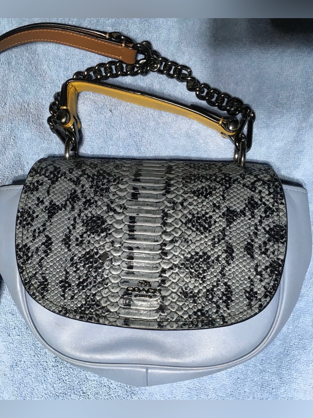 COACH NOMAD CROSSBODY TOP HANDLE EXOTIC GRAIN LEATHER F37181 GUNMETAL HARDWARE